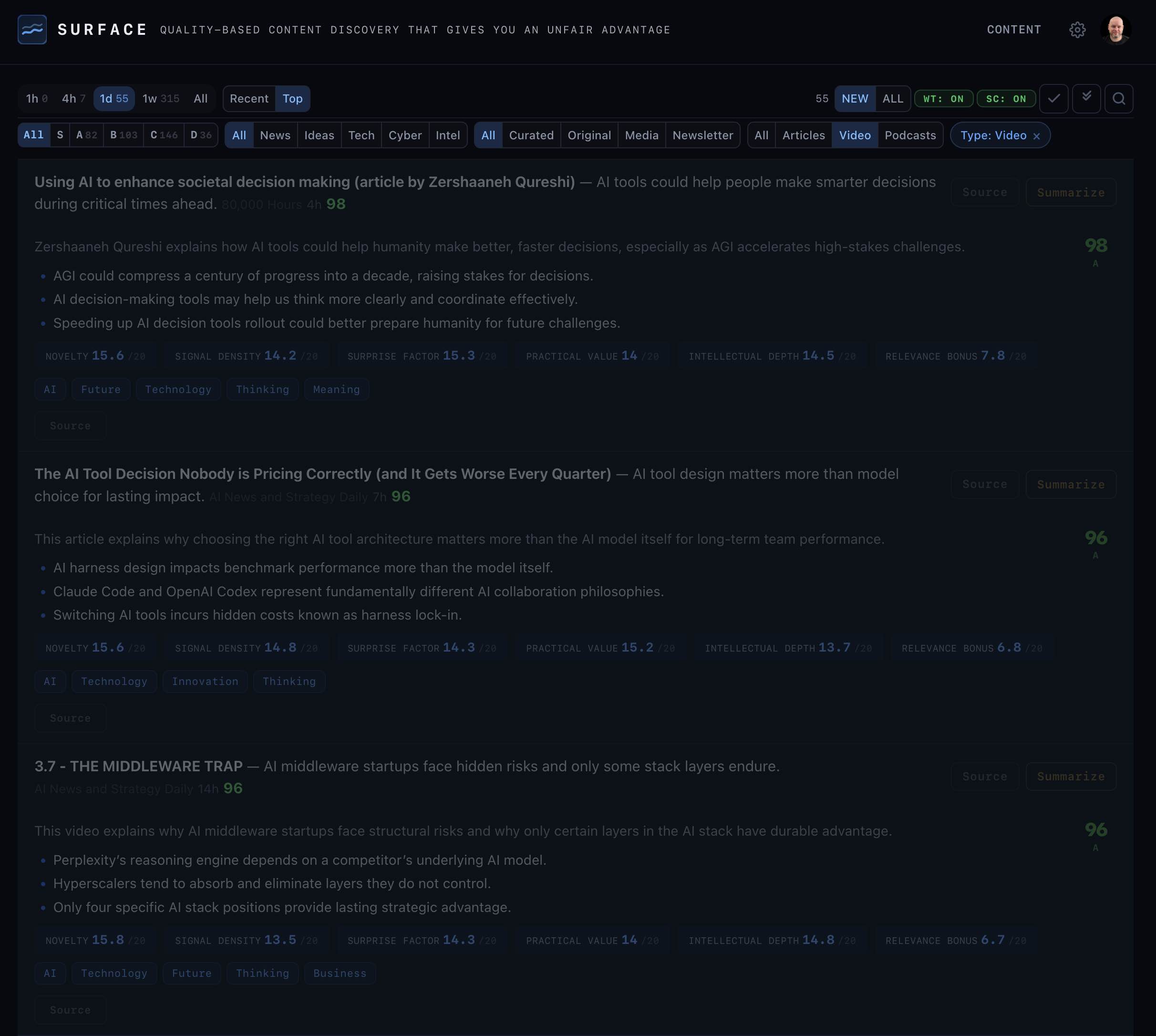 Surface — expanded view