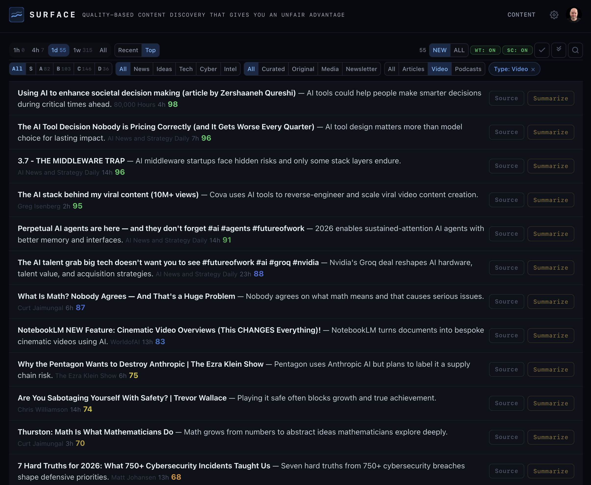 Surface — video format